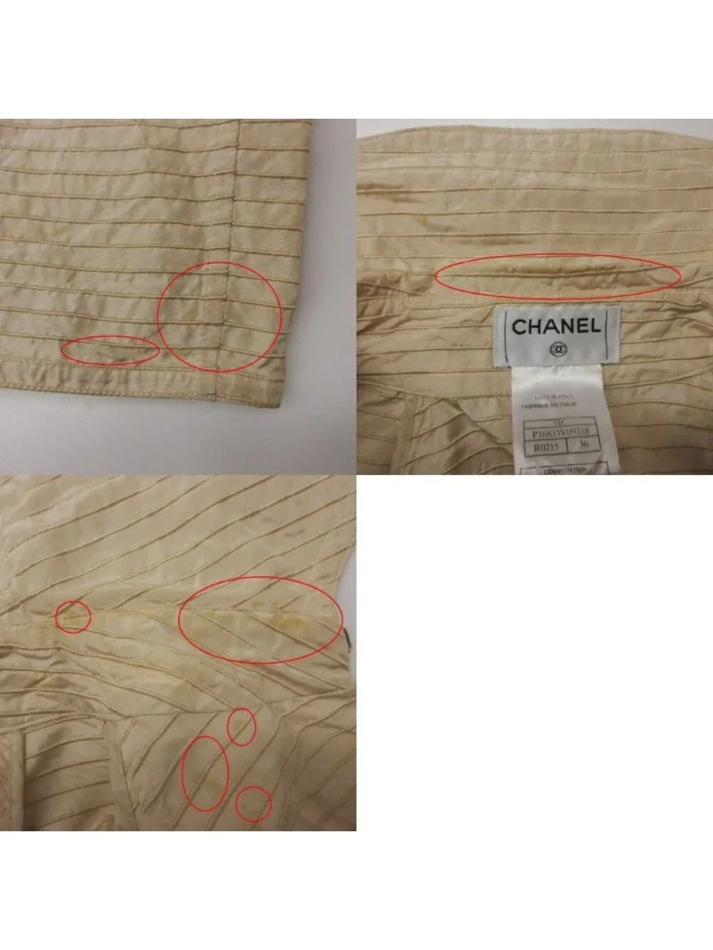 Chanel Soutien Collar Coat 01c Border Pattern Light Outer Beige